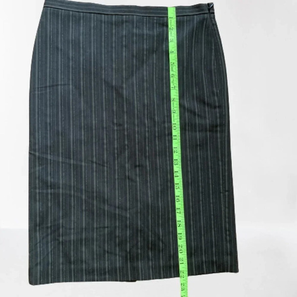 BCBG MaxAzria Pinstripe Pencil Skirt, Size 0/XXS, Lined Back Slit Corset Ties - Picture 7 of 8